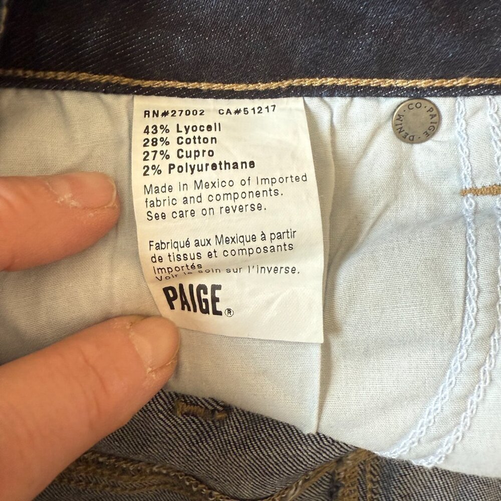 Women's 29 Paige Kimmie Bermuda Jean Short Frayed Hem Shorts Zipper Fly - Picture 5 of 7